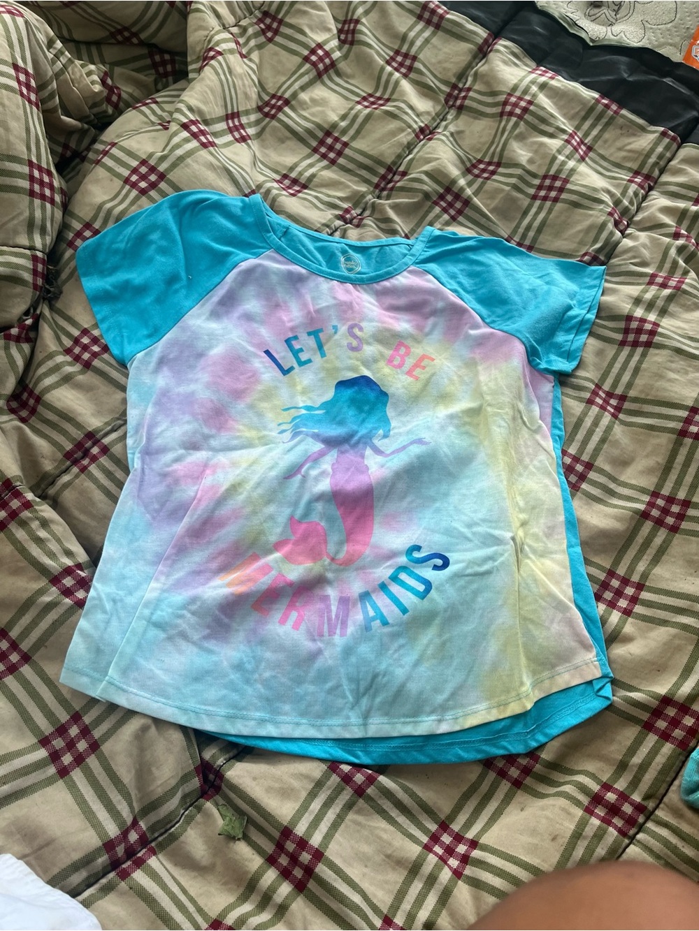 wonder nation Tie-Dye Mermaid Raglan Tee - Turquoise, Pink, Yellow